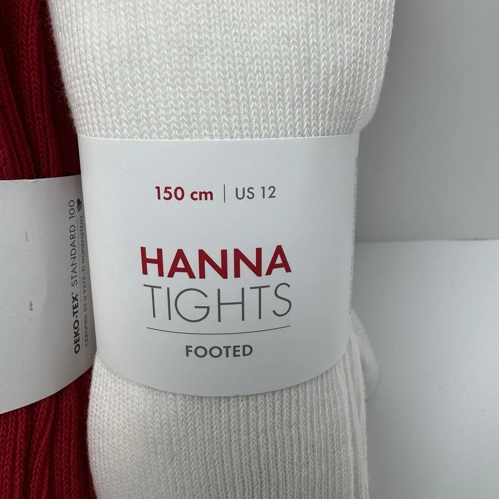 Hanna Andersson Footed Tights Size 150/ US 12 Cotton Nylon 2 Pair NEW
